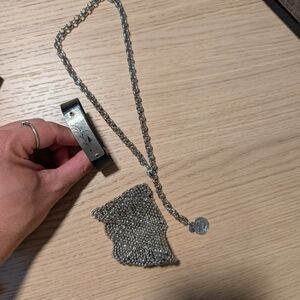 Silver Chain Necklace and Bracelet Set